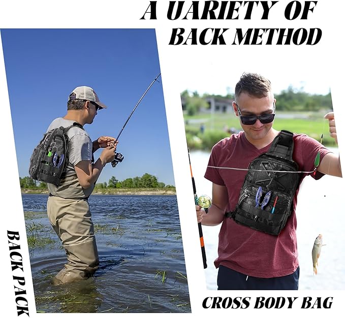 Fishing Backpack Tackle Storage Bag With Rod Holder - Sling Gear Storage