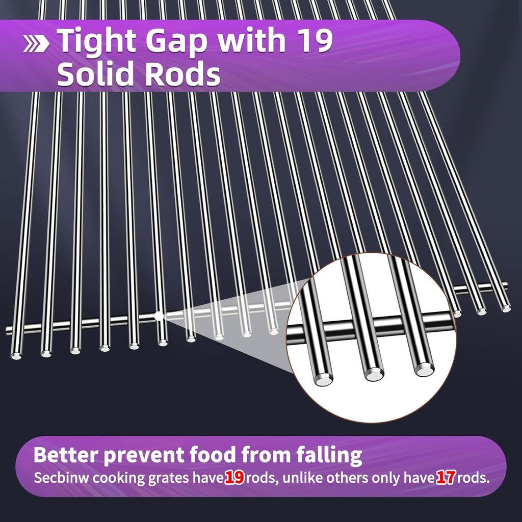 Stainless Steel 66095 Grill Grates for Weber Genesis 2 Grill Parts 66032 Flavorizer Bars 66795 Heat Deflector for Weber Genesis ii E-310 E-315 E-325 S-335 GS4 Grill Parts Replacement 18 7/8"