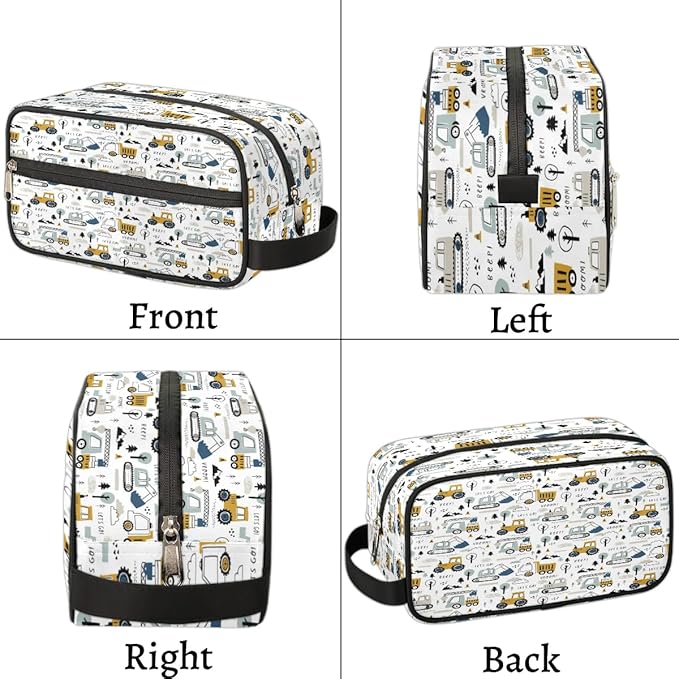 Excavator Car Hanging Toiletry Bag,Travel Hygiene Kits for Boys Mens,Waterproof Makeup Carry-on Bags,Cosmetic Bag,TSA Approved Shave Dopp Kit for Toiletries Shower Bathroom Accessories Gifts