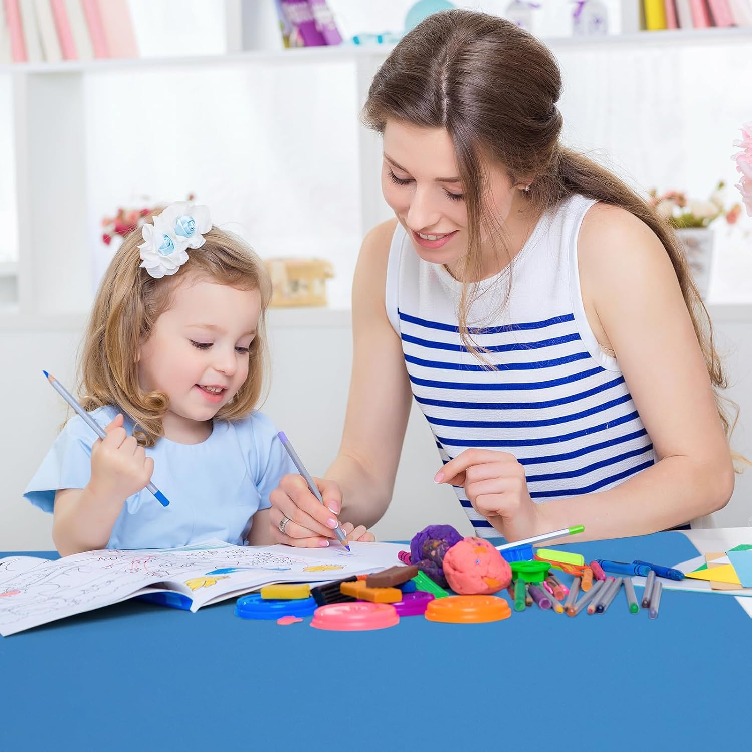 Silicone Mats for Kitchen Counter, Nonslip Silicone Mats for Crafts Countertop Protector Heat Resistant Mat (78.7” x 24” x 0.08”, Light Blue)