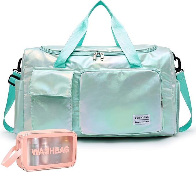 Small Gym Bag for Women, Travel Duffle Bag Carry On Weekender Bag with Shoe Compartment