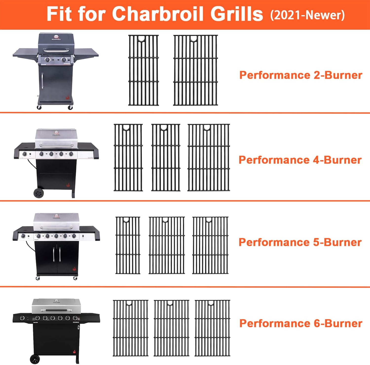 17" Grill Grates for Charbroil Performance 2 Burner 463630021 463660421 463655021 463630422 463655421, Cooking Grids for Charbroil Grills, Replacement Parts for G426-0004-W1 G426-0005-W1, Cast Iron