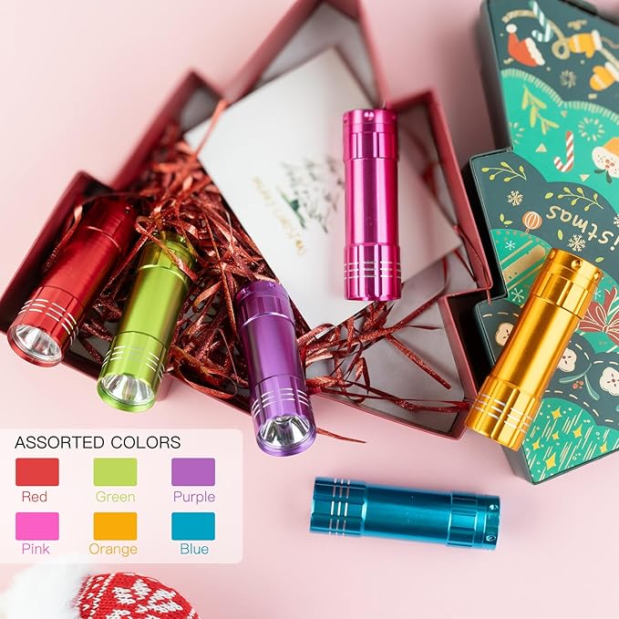 KunHe 120 Pack Small Mini Cheap Flashlights for Kids Bulk with Batteries Aluminum LED Bulk Flashlight for Party Favor Camping Emergency Power Outage Gift to Operation Christmas Child Items Bulk Gift