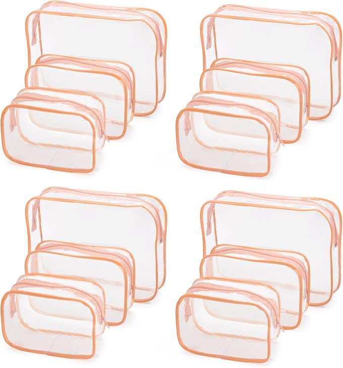 Tbestmax 10 Pack Clear Cosmetic Bags Makeup Bags Portable Waterproof TSA Approved Travel Toiletry Bags Organizer