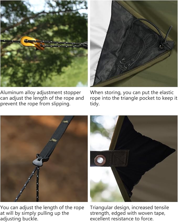 Ultralight Tarp, 14ft Hammock Rain Fly Lightweight Waterproof Camping Tent Tarp with Doors, Bushcraft Tarp Shelter for Backpacking Hiking Camping