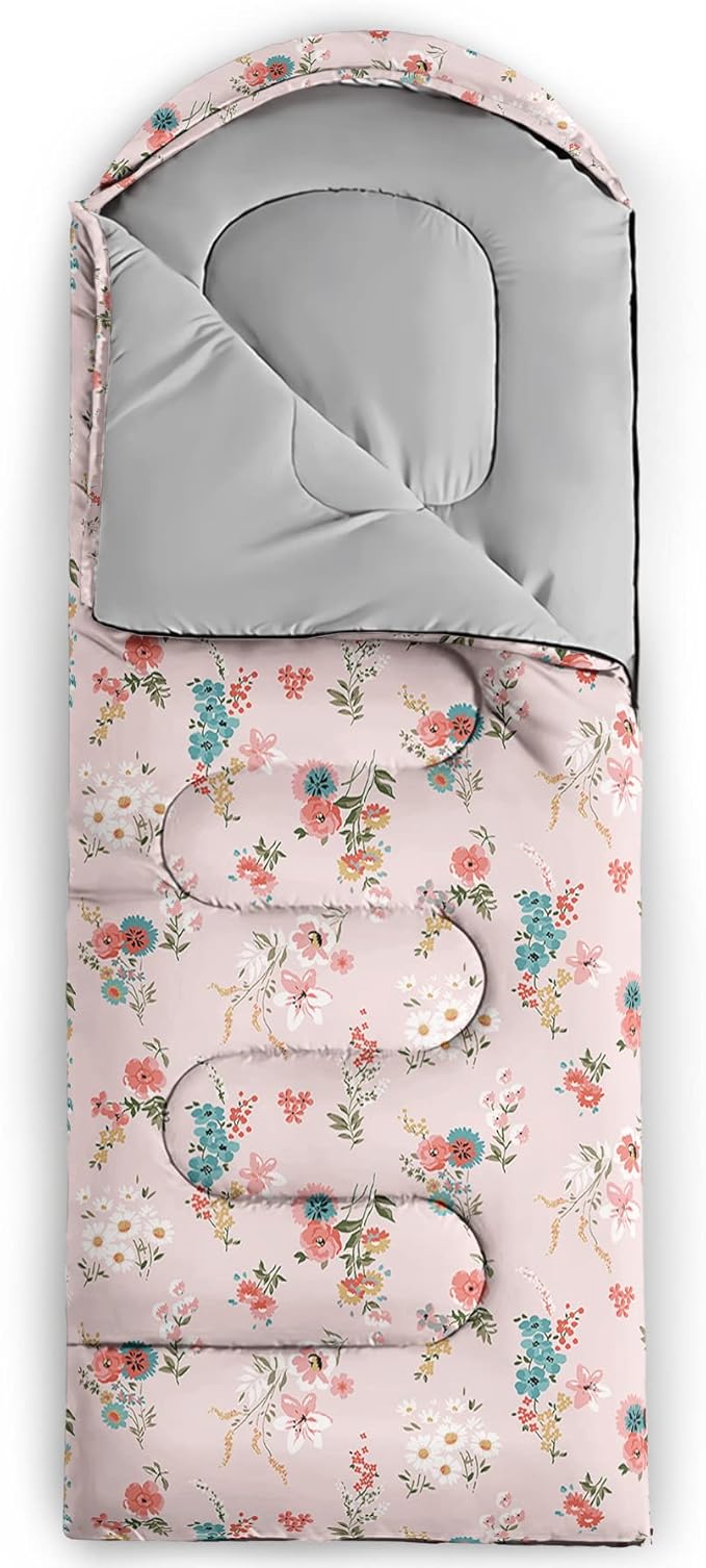 QOOMO Camping Sleeping Bags,3 Season Warm & Cool Weather,Lightweight,Waterproof Sleeping Bags for Adults & Kids,Traveling,and Outdoors,Camping Gear Equipment