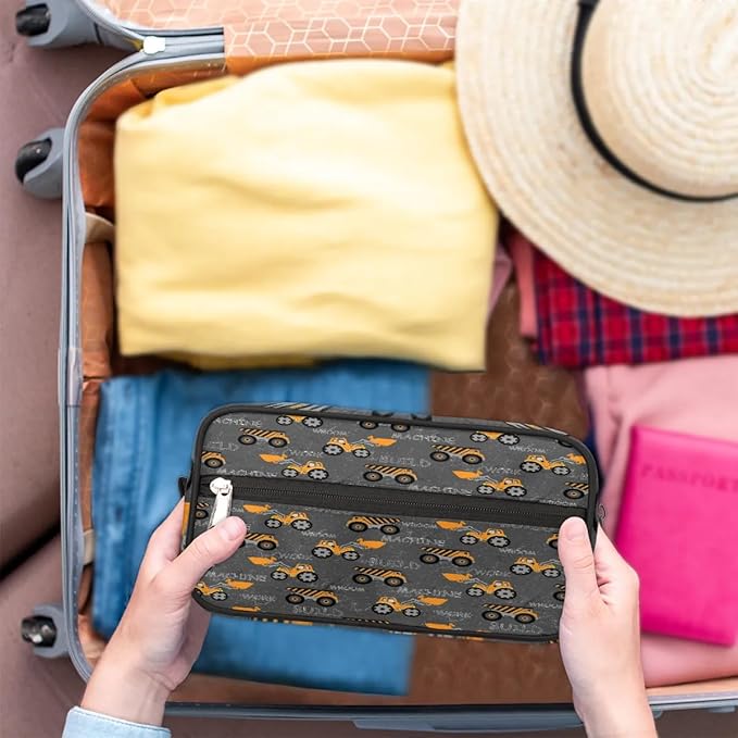 Truck Tractor Cars Hanging Toiletry Bag,Travel Hygiene Kits for Boys Mens,Waterproof Makeup Carry-on Bags,Cosmetic Bag,TSA Approved Shave Dopp Kit for Toiletries Shower Bathroom Accessories Gifts