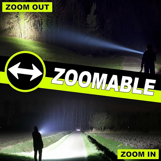2 in 1 Rechargeable Flashlight 5000mAh All Aluminum Body Camping Lantern True 5000 Lumens Outdoor Camping Light , Zoomable LED Flash Light with Electric Lantern Failure Emergency Survival Kits