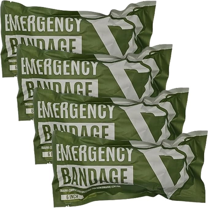 CareTac 6" Israeli-Style Emergency Trauma Compression Bandage – Elastic Pressure Wound Dressing, Sterile & Vacuum-Sealed for Bleed Control, Combat, Tactical First Aid Kit, Medical IFAK, & Military 4pk