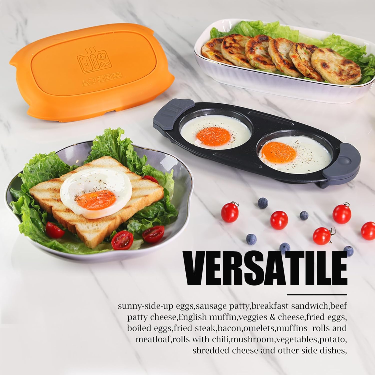 Quick-Heat Microwave Egg Cooker|Poacher|fryer,Multi-Use microwave egg maker for Breakfast Sandwiches,Dishwasher-Safe,Save Time,Portable for Home,Travel,Gifts(Orange)