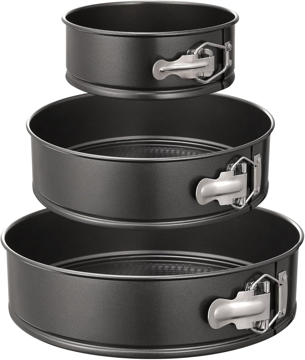 Hiware Springform Pan Set of 3 Non-stick Leakproof Round Cake Pan Set Includes 3 Pieces 6" 8" 10"