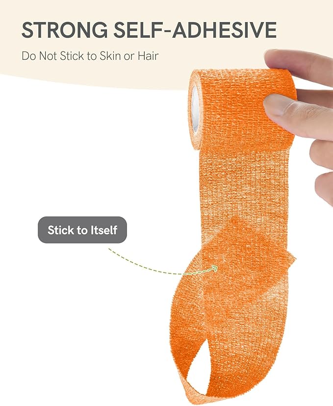 FriCARE Self Adhesive Bandage Wrap, Medical Tape in First Aid Kit, Cohesive Bandages for Wounds Sport Vet, FSA/HSA Eligible, 2 Inches X 5 Yards 6 Rolls, Sporty