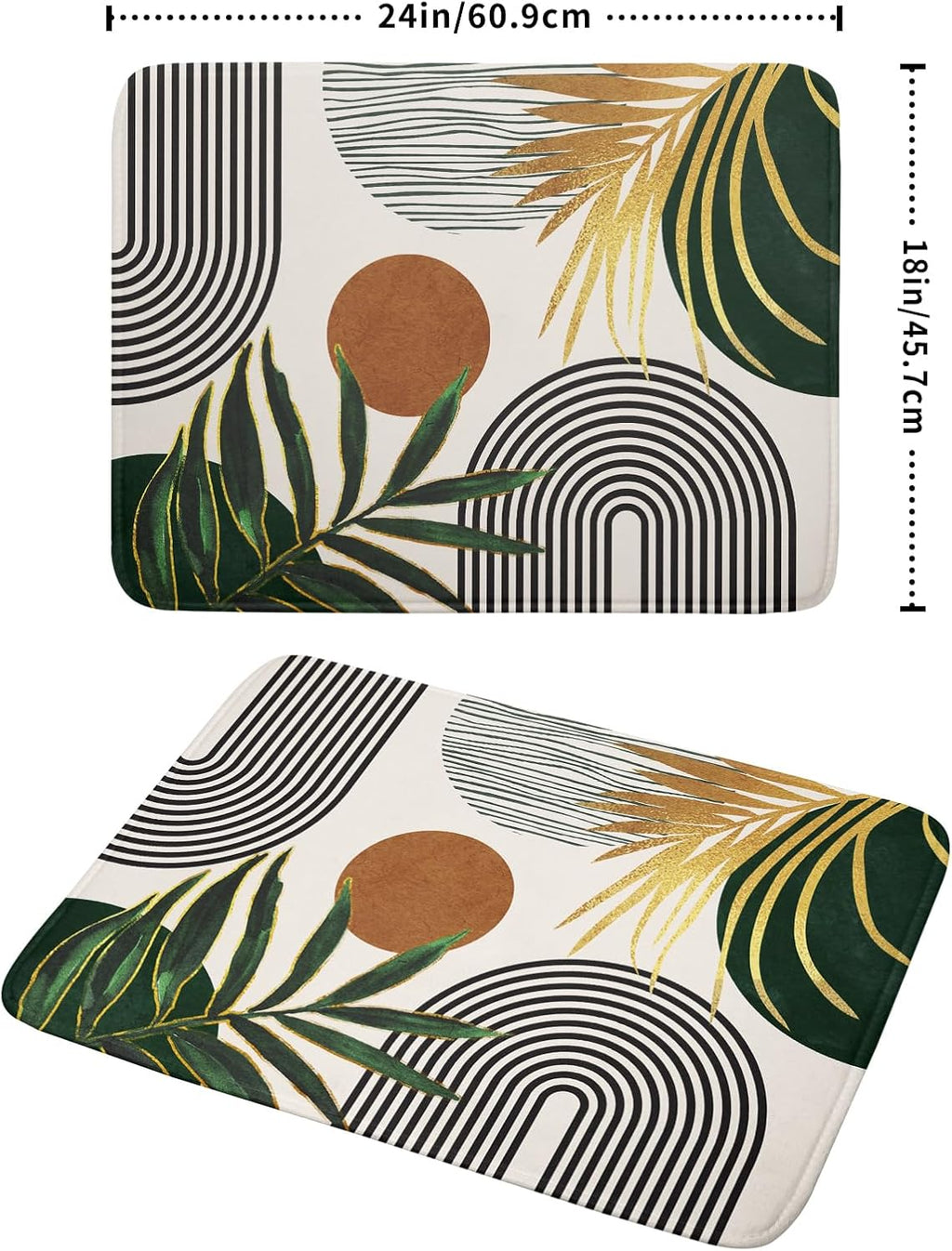 Boho Leaves Dish Drying Mat 18x24 inch Mid Century Absorbent Drainer Rack Mats Fast Dry Bottles Dish Dry Pad Protector Kitchen Accessories