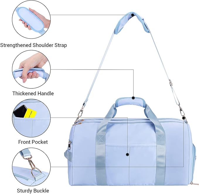 ICEIVY Gym Duffle Bag Dry Wet Separated Gym Bag Sport Duffle Bag Training Handbag Yoga bag with Extra Drawstring Backpack for man and women (Blue-Upgrade) Large