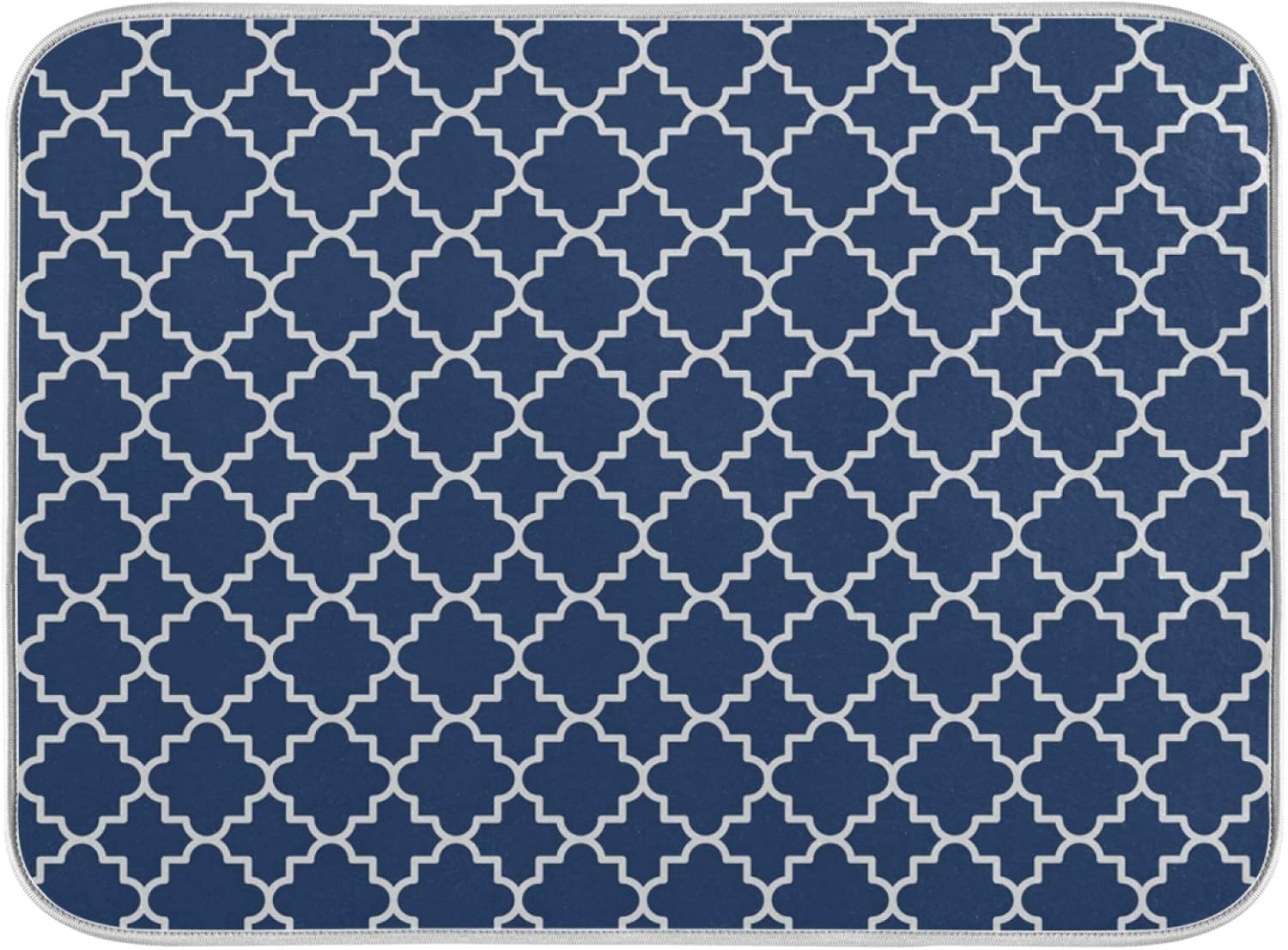 Super Absorbent Dish Drying Mat Microfiber Fast-Drying Dish Mat 16" x 18" Kitchen Dish Drying Pad Watercolor Cute Navy Blue Moroccan