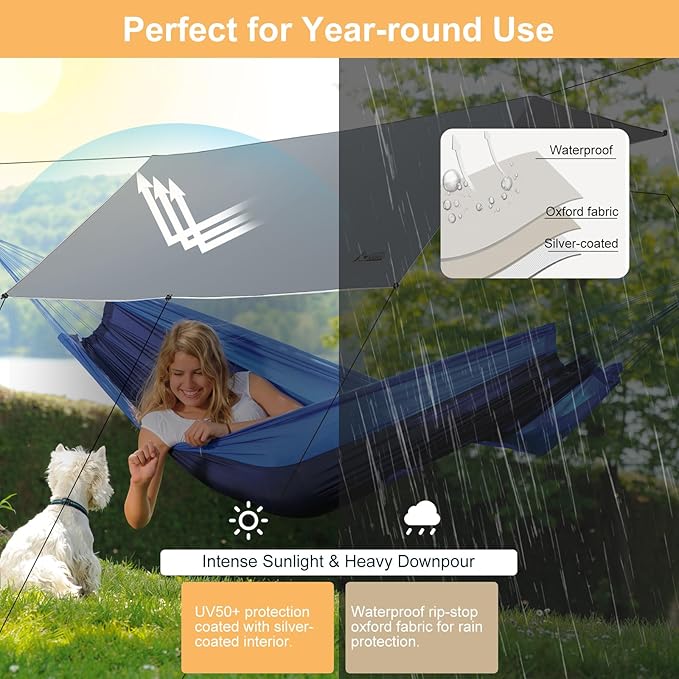 Camping Tarp with Poles, 16x12 Ft Camping Canopy, Waterproof Tent Tarp, Rain Shelter for Camping, Picnic,Beach, Outdoor Activities, Extra Large, Lightweight and UV Resistant, Extra Large, Grey