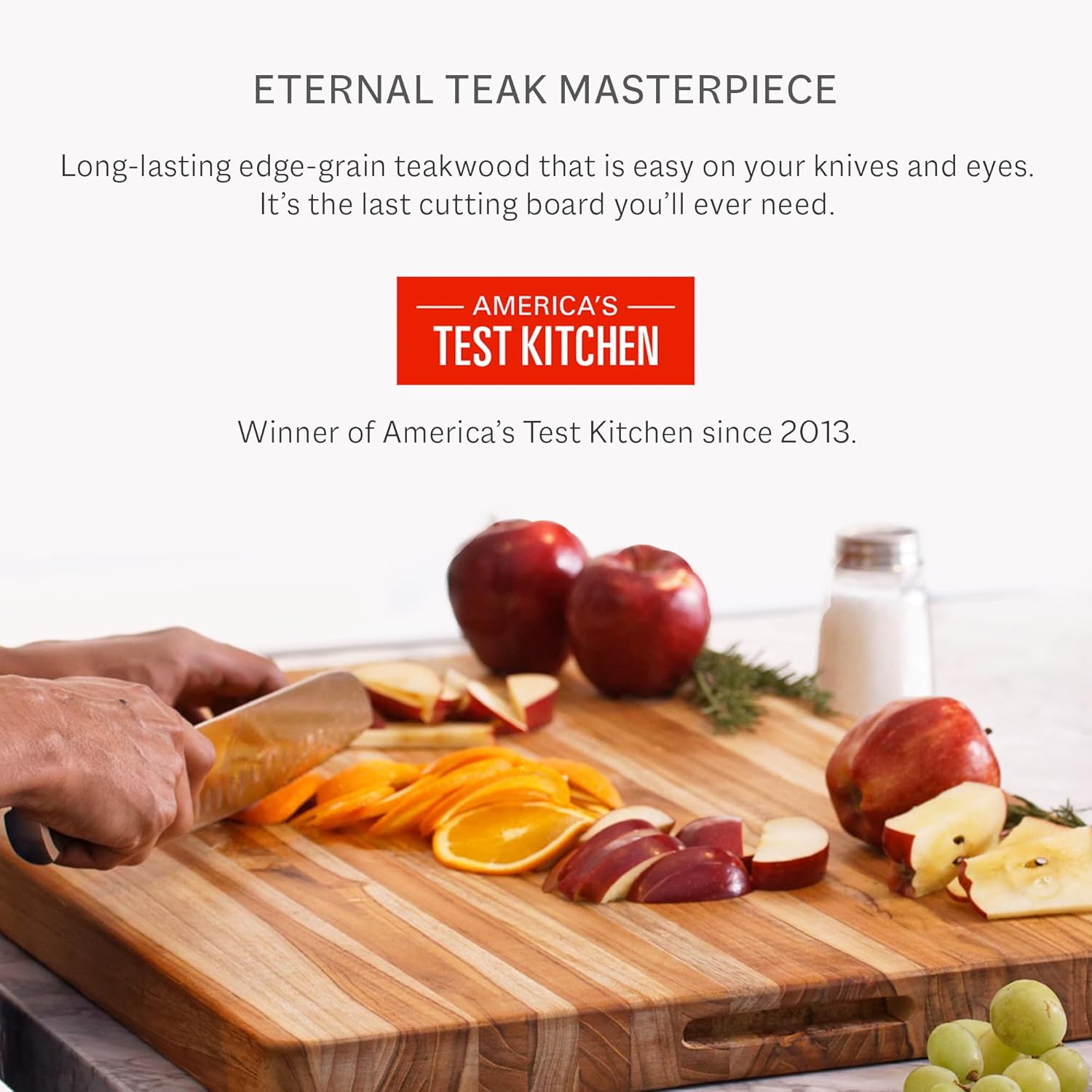 Teakhaus Carving Board - Large (L) Wood Cutting Board with Juice Groove and Grip Handles - Reversible Teak Edge Grain Wood - Knife Friendly - FSC Certified