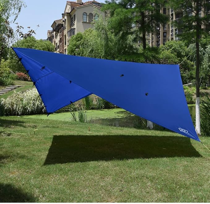 Gold Armour Rainfly Tarp Hammock, Premium 14.7ft/12ft/10ft/8ft Rain Fly Cover, Waterproof Ultralight Camping Shelter Canopy, Survival Equipment Gear Camping Tent Accessories (Blue 10ft x 8ft)