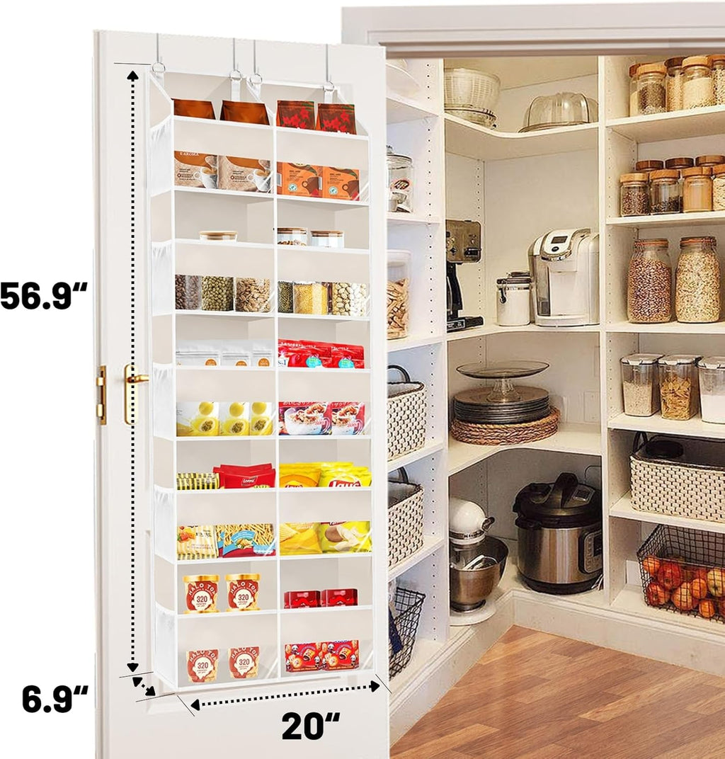 Over the Door Organizer 5 Tiers,Extra Large Behind Door Storage of 10 Compartments,80 lbs Weight Capacity Over the Door Storage, Door Hanging Organizer for Closet, Diaper Organizer, Toy Storage, Beige