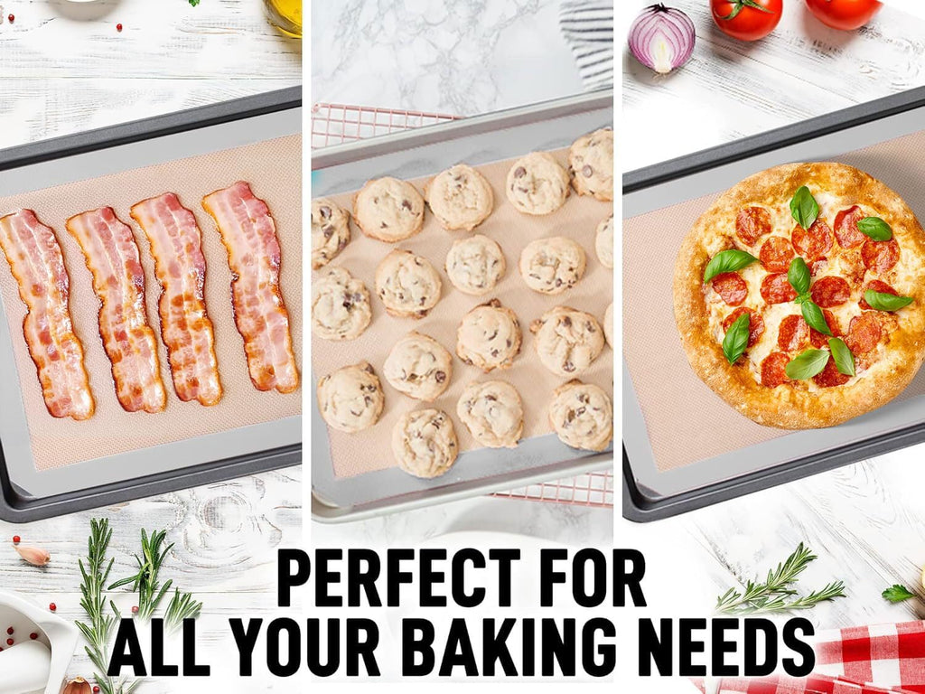 Zulay Kitchen (2 Pack) Silicone Baking Mat Sheet Set - Reusable Baking Mat Nonstick - Half Sheet Baking Mat For Oven - 16.5" x 11.6" (Light Gray)