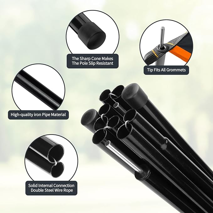 Bessport Camping Tarp, 169.8FT with 2 Poles, Lightweight Car Awning Sunshade, Portable Multifunctional Backpacking Rain Fly Hammock for Outdoor, Traveling