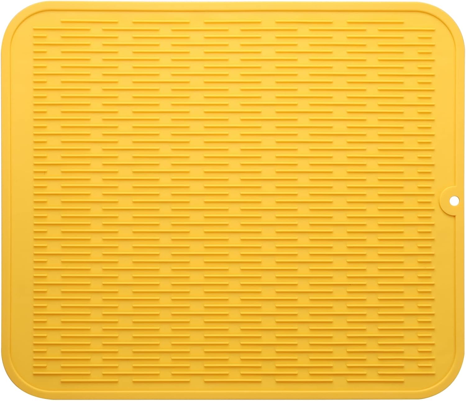 Silicone Dish Drying Mat for Multiple Usage,Easy clean,Eco-friendly,Heat-resistant Silicone Mat for Kitchen Counter or Sink,Refrigerator or Drawer Liner Yellow XL 18 inches x 16 inches