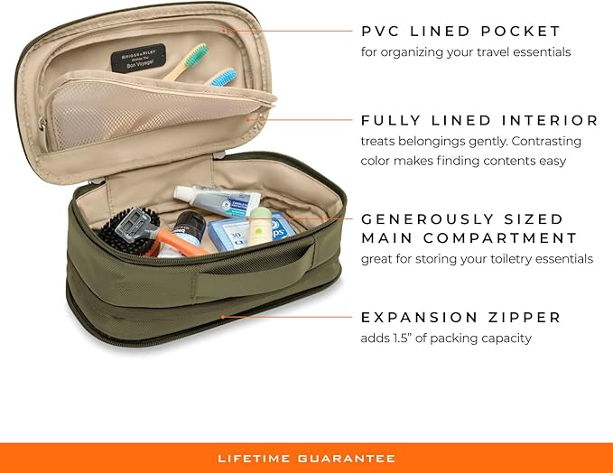 Briggs & Riley Toiletry Kit - Travel Bags for Women & Men, Organizer for Vacation, Dopp Kit for Bathroom Accessories, Makeup, & Skincare