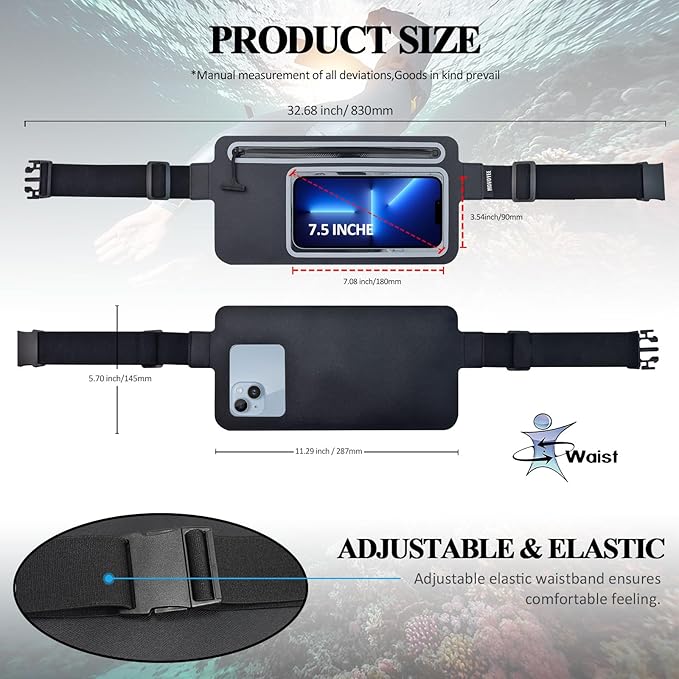Dry Bags Waterproof Fanny Pack Women for Swimming Kayaking Men Running Belt Bag Kids Waist Bag,Slim Waist Pack Fit Sea Beach Boating Rafting Water Sport Travel Hiking Camping Cell Phone Pouch
