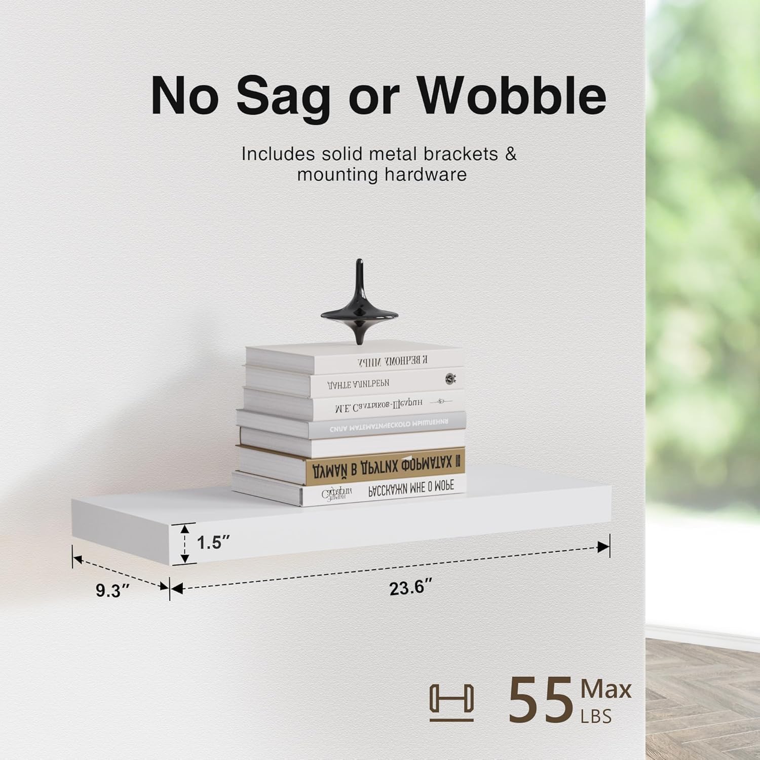 Colima Floating Shelves for Wall White Wood Wall Shelf for Bedroom, 24 Inch Wall Mounted Floating Shelves for Bathroom Living Room Kitchen Office, 1.3" Thick Floating Book Shelves for Wall, Set of 3