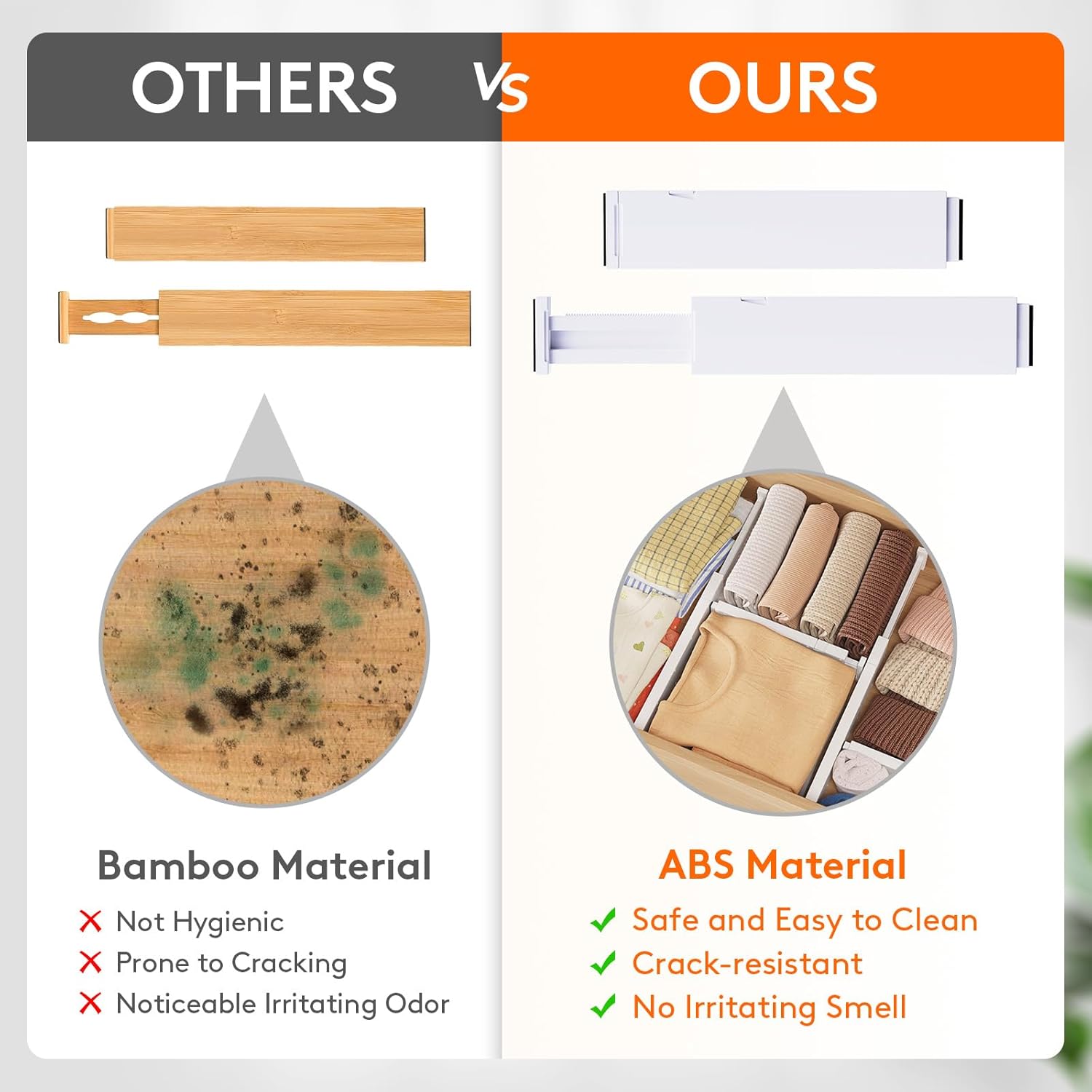 Lifewit 8 Pack Kitchen Drawer Dividers 2.36" High, 11"-17" Adjustable Drawer Organizer for Utensils/Clothes/Makeup, Plastic Expandable Separators in Dresser/Bedroom/Bathroom/Office Storage