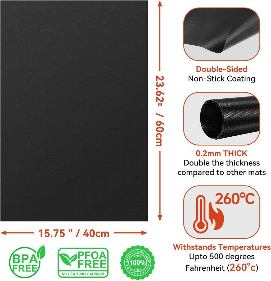 4Pack Oven Liners for Bottom of Electric Gas Oven, 23.6"x 15.7" Thick Heavy Duty Nonstick Teflon Oven Mat, Heat Resistant Grill Baking Mats Outdoor Easy to Clean Gas Stove Liners, BPA & PFOA Free