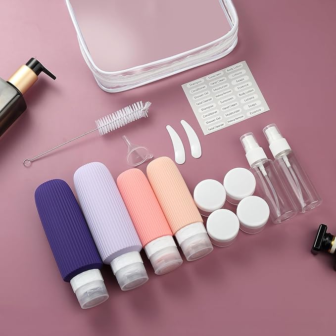 16 Pack Travel Bottles for Toiletries, Large 6oz Silicone Travel Containers jar for Toiletries, Leak Proof Refillable Liquid Shampoo And Conditioner Travel Essentials toiletry Bottles