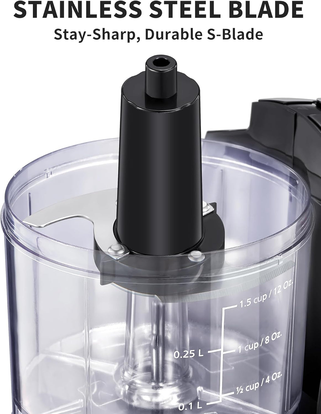 1.5-Cup One-Touch Electric Food Chopper, 100W Mini Food Processor Meat Grinder, Mix, Chop, Mince and Blend Vegetables, Fruits, Nuts, Meats, Stainless Steel Blade (Black)