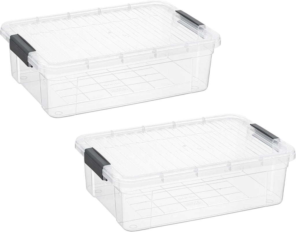 Superio Clear Storage Boxes with Lids, 16 Quart Plastic Container Bins for Organizing, Stackable Crates, BPA Free, Non Toxic, Odor Free, Organizers for Home, Office, School, and Dorm