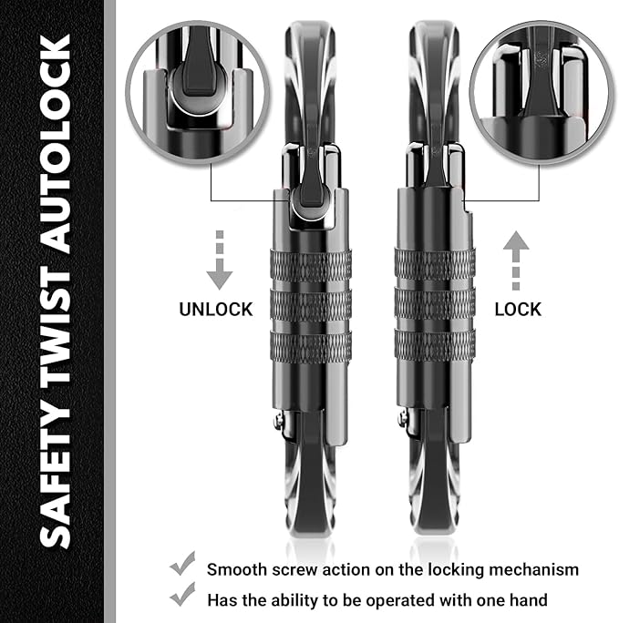 12kN (2697 lbs) Heavy Duty, Locking, Auto Locking, Wiregate Carabiner Clips, for Securing Pets, Outdoor, Camping, Hiking, Hammock, Dog Leash Harness, Keychains