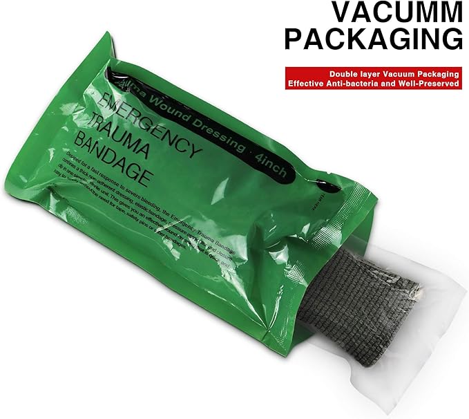 Israeli Emergency Bandage, 4 Inch 1 Pack Compression Bandage for Trauma Wound Dressing, Vacuum Sterile Compression Bandages for Ifak Refill Kit First Aid