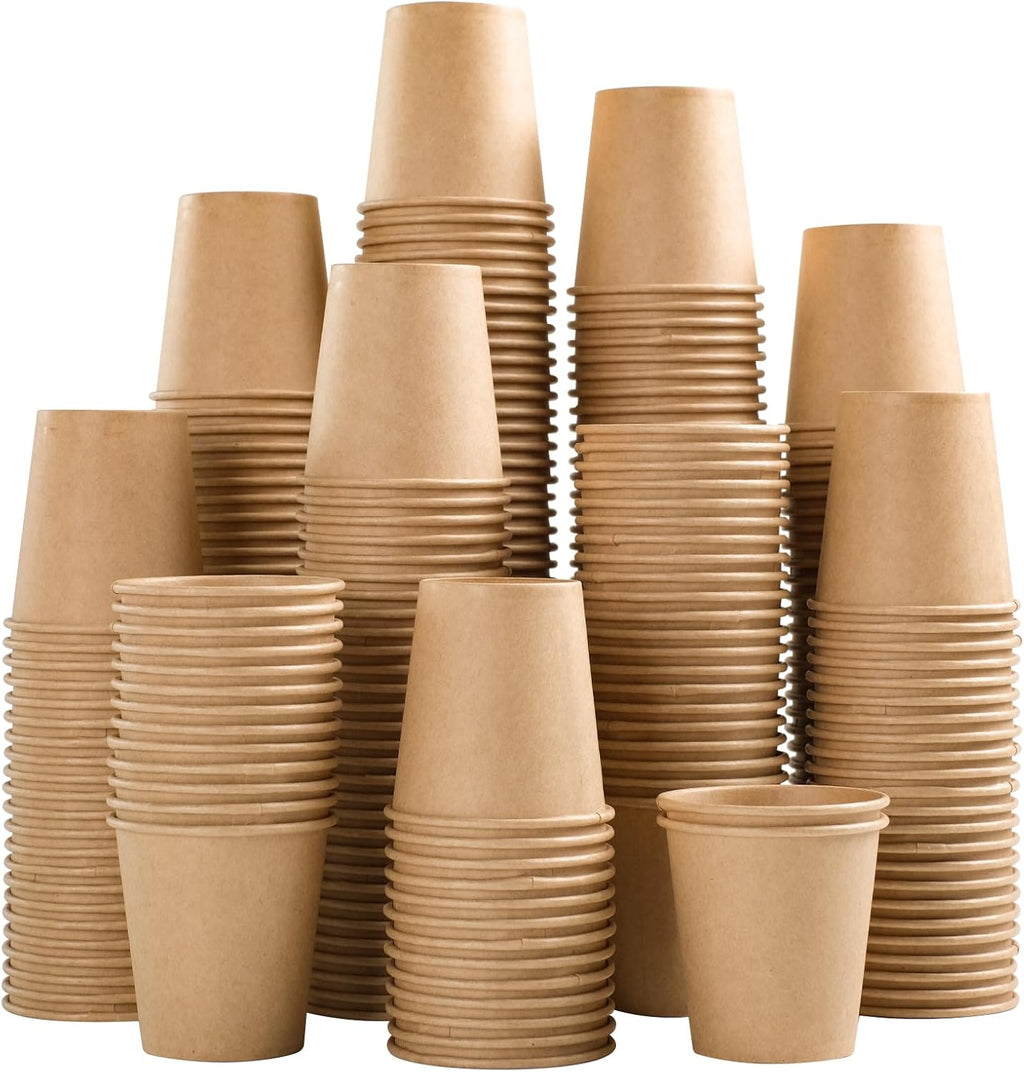 1200 Pack 3 oz Kraft Paper Cups, Disposable Bathroom Cups, Mini Mouthwash Cups, Hot/Cold Beverage Drinking Cup for Gargle Espresso Juice Medicine (Brown)