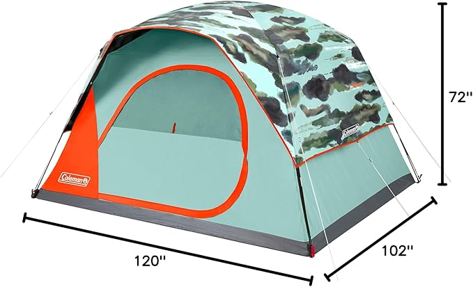 Coleman Skydome Series Camping Tent Weatherproof Tent Includes Pre-Attached Poles Rainfly Carry Bag and Unique Pattern Sets up in 5 Minutes