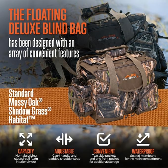 ALPS OutdoorZ Deluxe Floating Blind Bag - Waterproof Hunting Duffel Bag, with Removable Dividers, Thermos Sleeve & Padded Shoulder Strap