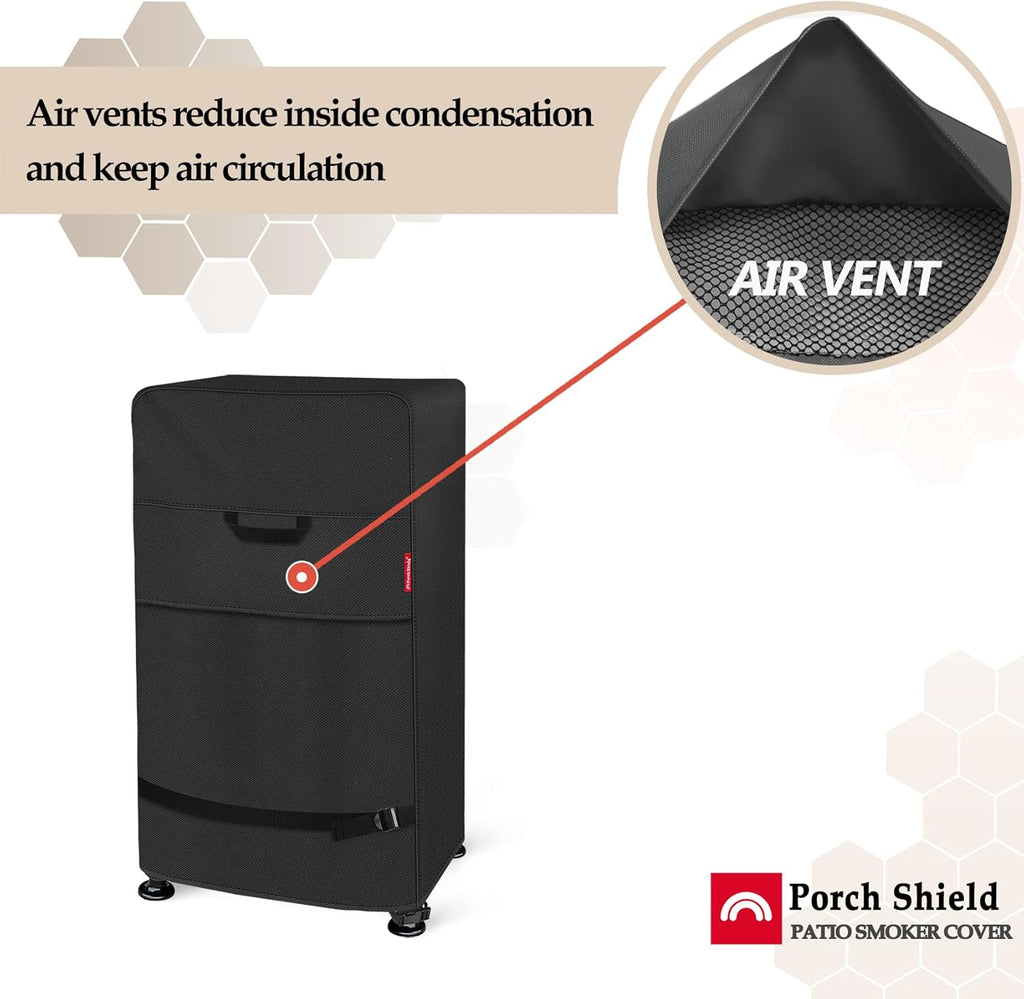 Porch Shield 40 Inch Electric Smoker Cover for Masterbuilt Smoker, Waterproof Heavy Duty Outdoor Smoker Grill Covers 26W x 23D x 43H inch, Black