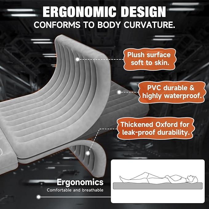 Car Air Mattress Back Seat: Inflatable Car Mattress for Back SUV, Car Beds Thickened Camping Air Mattress with Air Pump, Portable Car Travel Sleeping Mattres for Truck, SUV, Sedan(Grey)