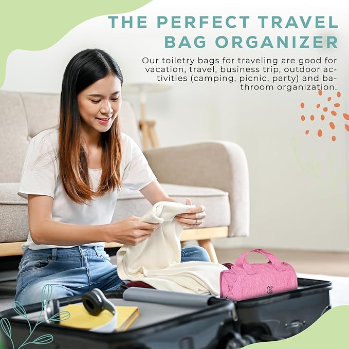 4-in-1 Hanging Toiletry bag - Roll-Up Makeup Bag - 4 Detachable PVC Zip Pouches – 600D Oxford Fabric, Versatile Travel Toiletry Organizer Bag - Makeup, Cosmetics, First Aid, Medicine Personal Care,