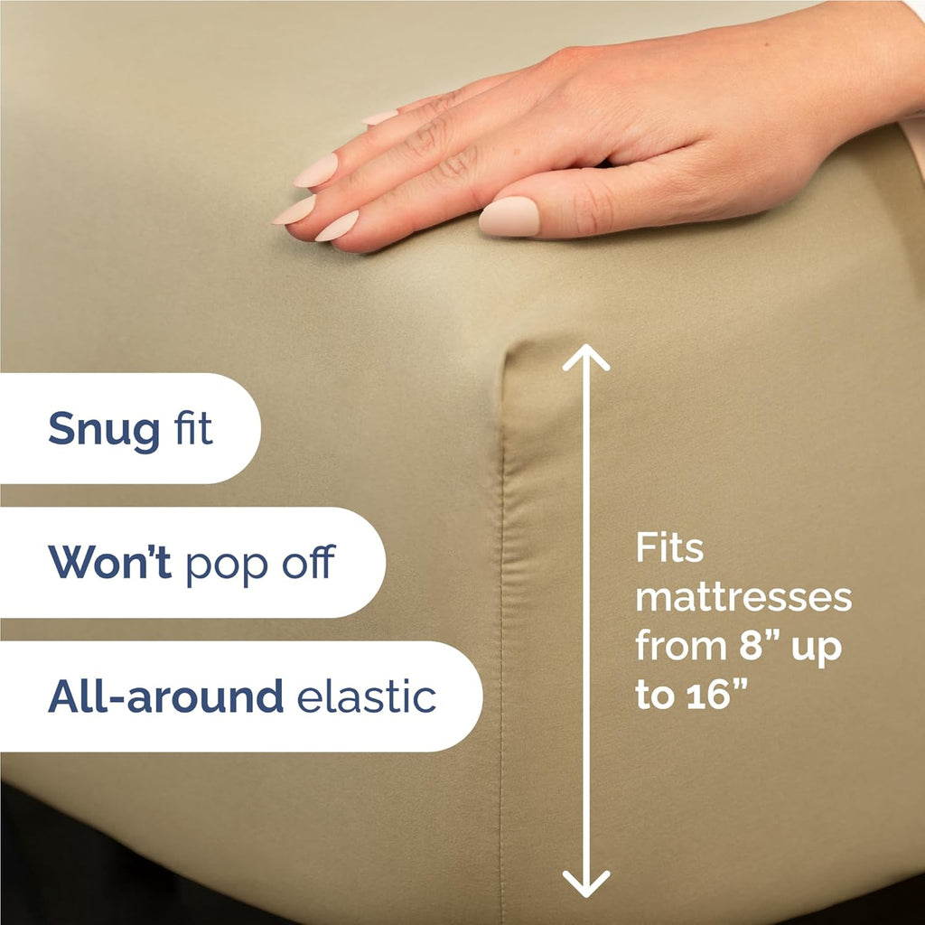 Full Size 4 Piece Sheet Set - Comfy Breathable & Cooling Bed Sheets Set - Hotel Luxury Bedding for Women, Men, Kids, Teens, Boys & Girls - Deep Pockets, Ultra-Soft and Wrinkle Free - Oeko-Tex - Beige