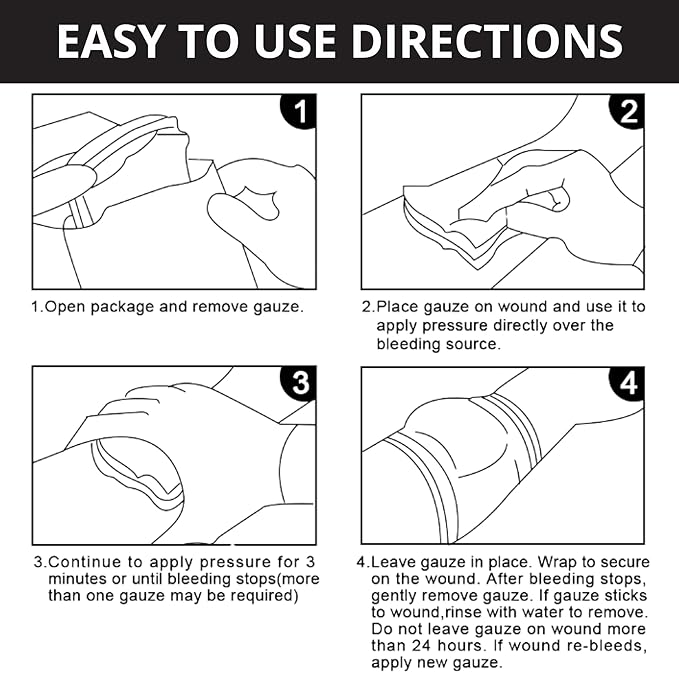 First Aid Advanced Quick Clotting Combat Gauze - Flexible Hemostatic Gauze - to Stop The Bleed kit Faster with Quick Clotting - Survival Kit Supplies - 3" x 12.5' - Pack of 2