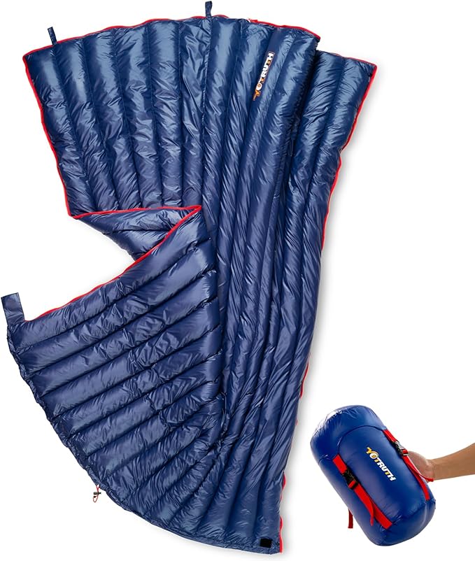 Ultralight Down Sleeping Bag - 650 Fill Power, 27oz Compact Envelope Bag for Backpacking, Camping, Hiking - 35-50f, Lightweight & Compressible, Also Ideal As a Cape