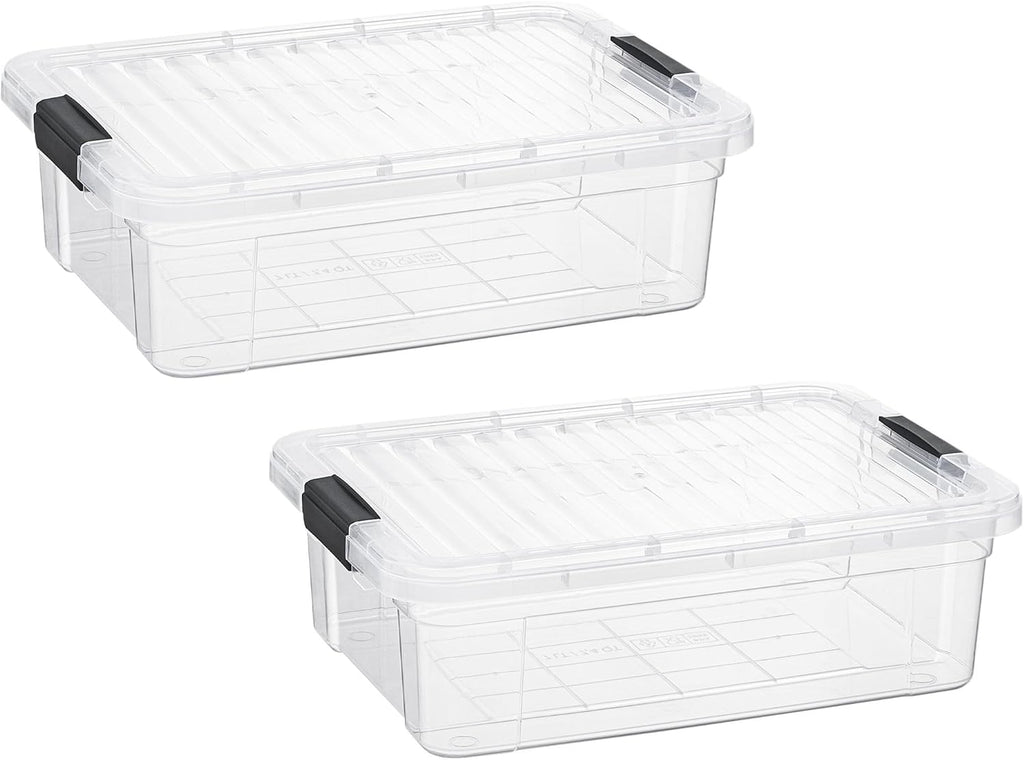 Superio Storage Bins with Lids- 2 Pack, 7.4 Qt Clear Boxes for Organizing, Stackable Plastic Containers- BPA Free, Non-Toxic, Odor Free, Organizer for Home, Office, Dorm