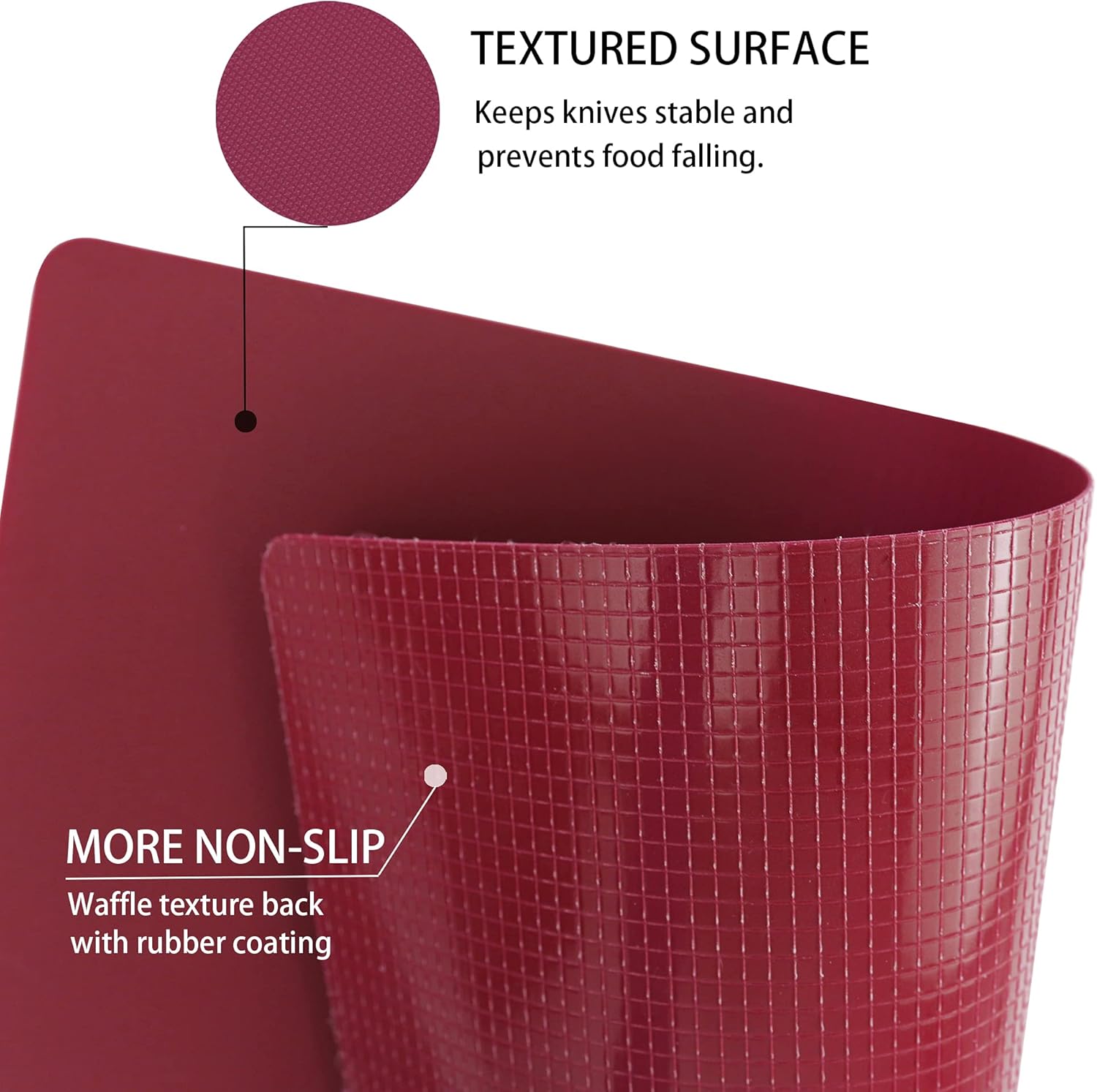 ZVP Flexible Plastic Cutting Board Set of 5 Gradient Color, Colorful Chopping Boards, BPA Free Mats, Non Slip, Dishwasher Safe, 15x12 Inch, Pink Multi-Color