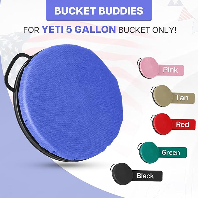 5 Gallon Bucket Seat for Yeti Bucket Only, Swivel Bucket Lid with Padded Top for Cozy Sitting, Bucket Seat Cushion for Outdoor Fishing,Hunting,Gardening,Camping,Car Washing, Baseball Training