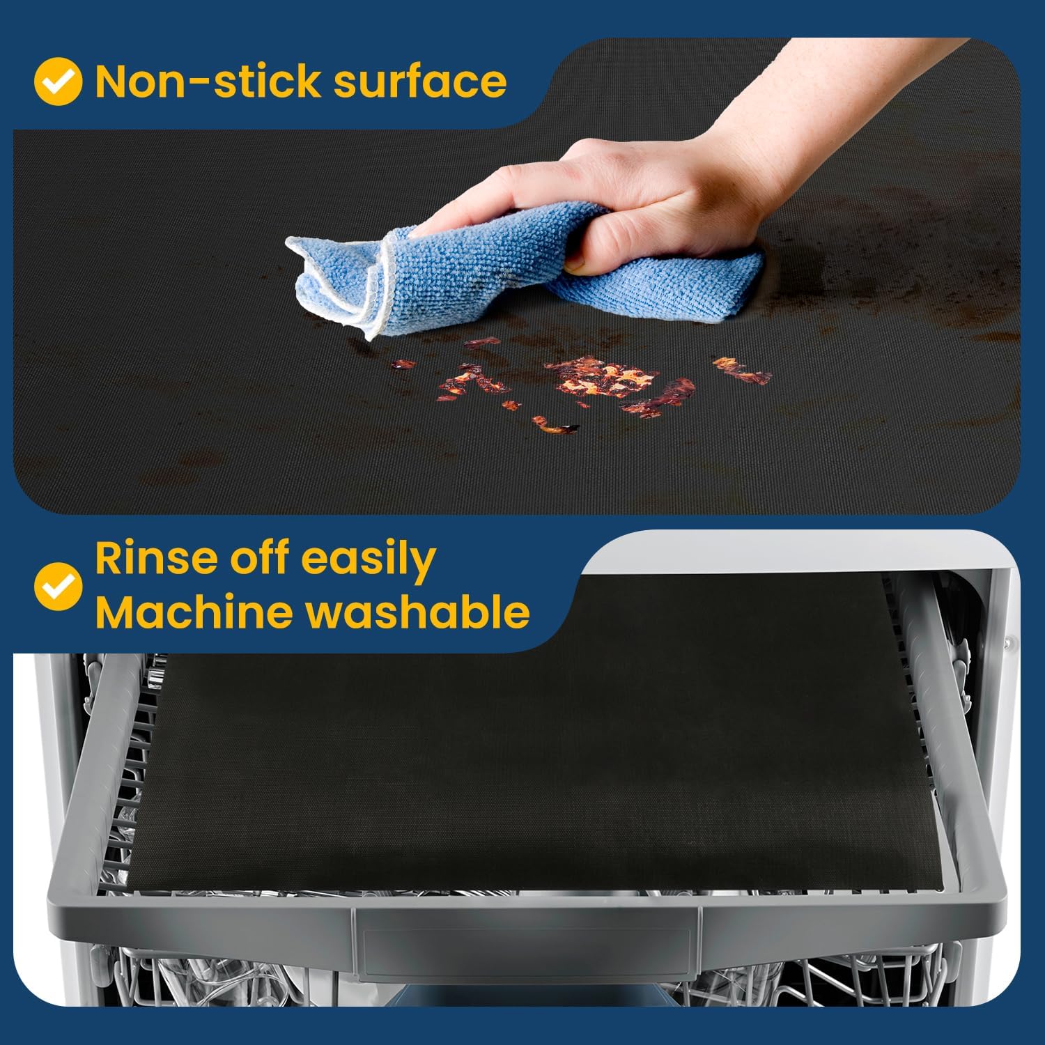 4Pack Oven Liners for Bottom of Electric Gas Oven, Thick Heavy Duty Nonstick Teflon Oven Mat, Heat Resistant Grill Baking Mats Outdoor BPA and PFOA Free Oven Floor Protector Liner