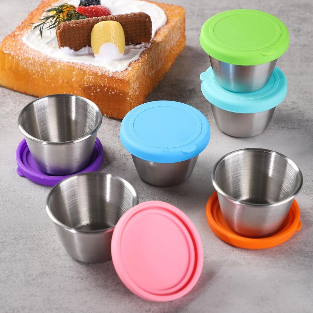 sauce cups reusable portion condiment containers small ramekin dipping sauces round bowls butter warmer small stainless steel bowl ramakan metal ramekins syrup salsa (Style01)